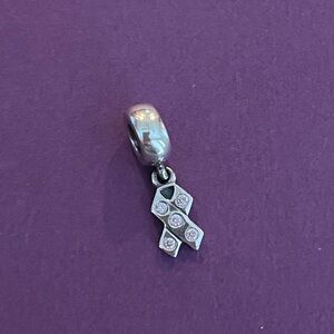 Pandora Retired Pink CZ Breast Cancer Awareness dangle charm.